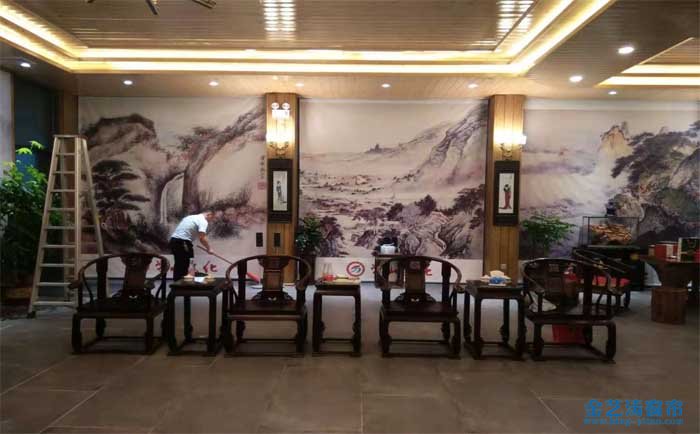 廣州白云永泰學(xué)山創(chuàng)意園辦公室噴畫卷簾-電動窗簾實(shí)拍 辦公室噴畫卷簾